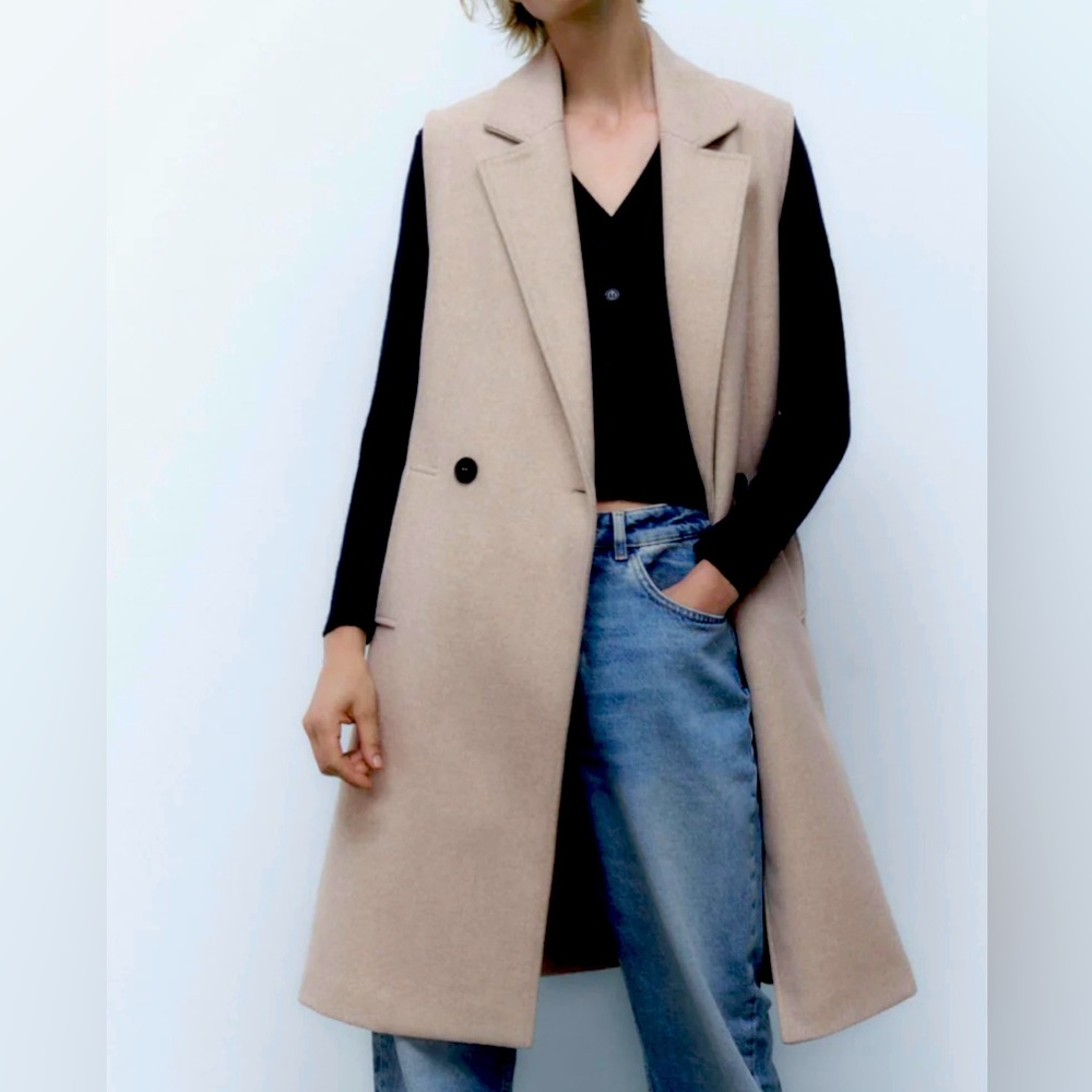 ZARA LONG WAISTCOAT - Picture 1 of 16
